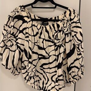 Rachel Zoe Black and White Abstract Blouse